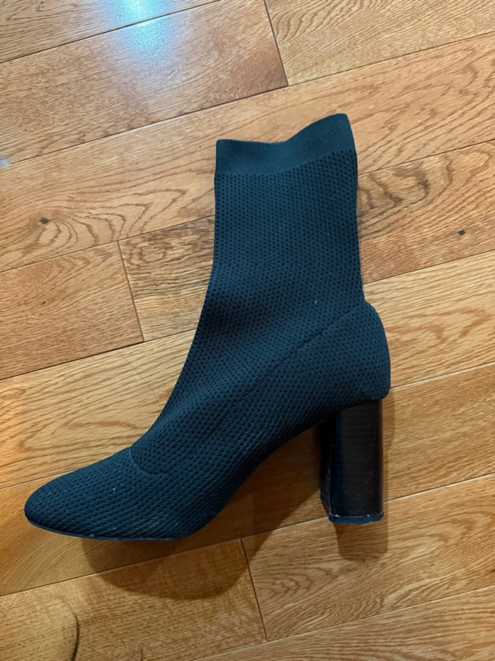 Zara Black Knit Sock Heeled Boots - Picture 3 of 3